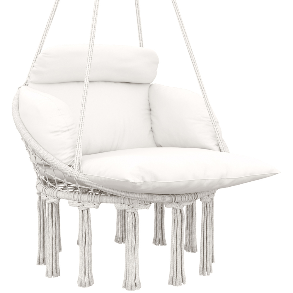 Outsunny Boho Cream White Hammock Chair Image 2