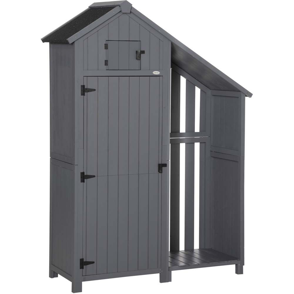 Outsunny 4.2 x 6ft Grey Garden Storage Shed with Tilted Roof Image 1