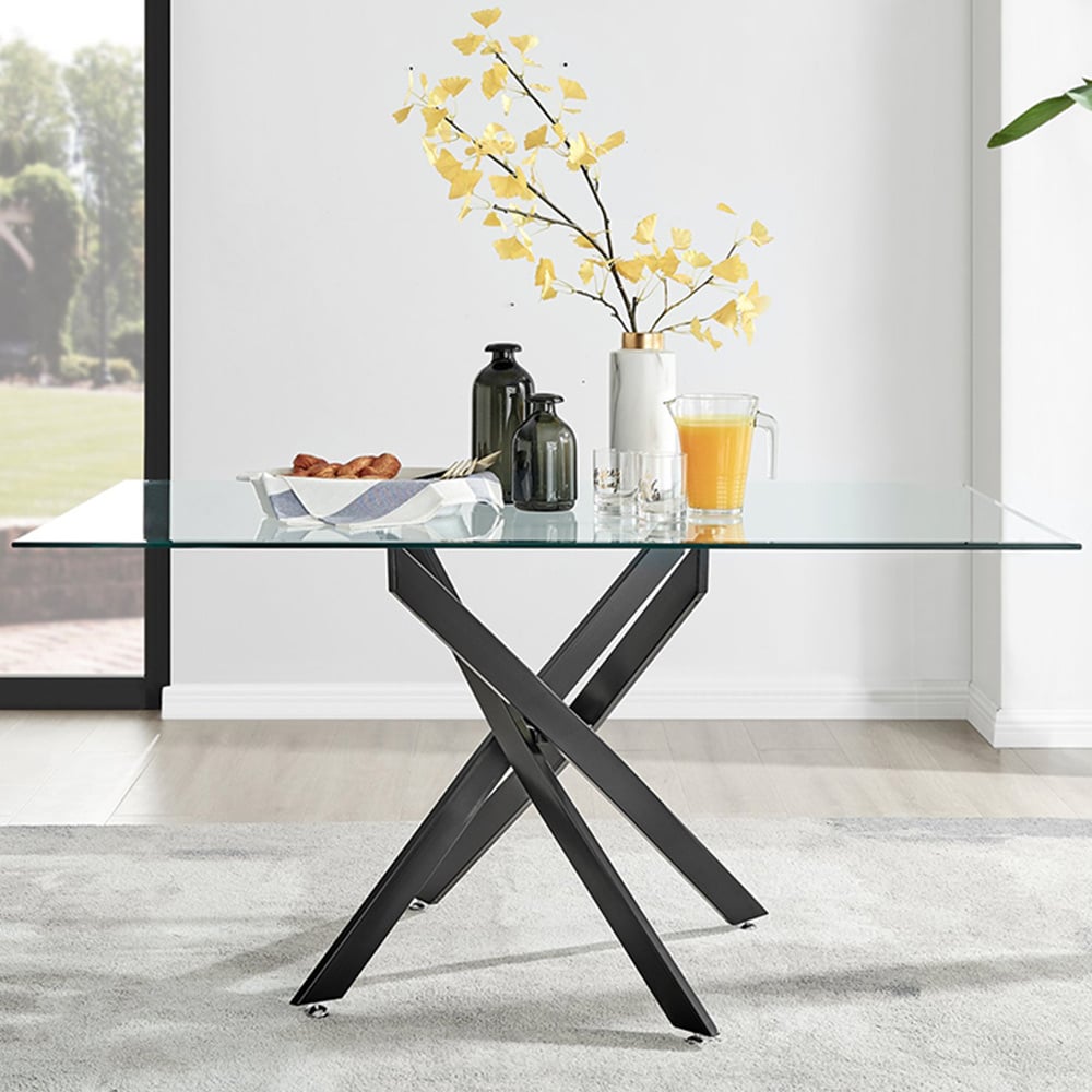 Furniturebox Tavolo Harley 6 Seater Glass Dining Set Taupe Image 2