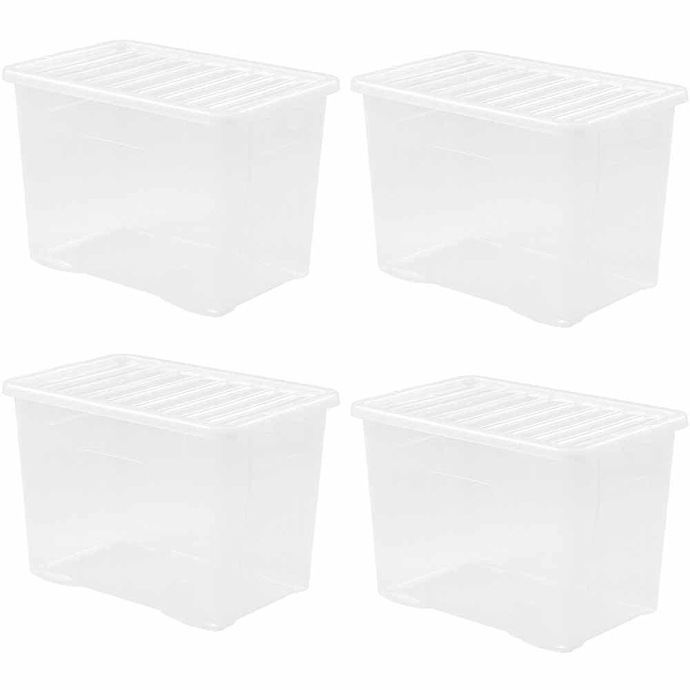 Wham 80L Storage Crystal Box and Lid 4 Pack Image 1