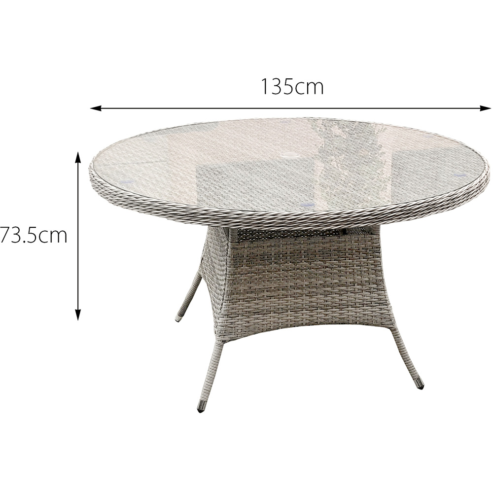 Oseasons Hampton 6 Seater Dove Grey Rattan Bistro Set with Light Grey Cushions Image 8