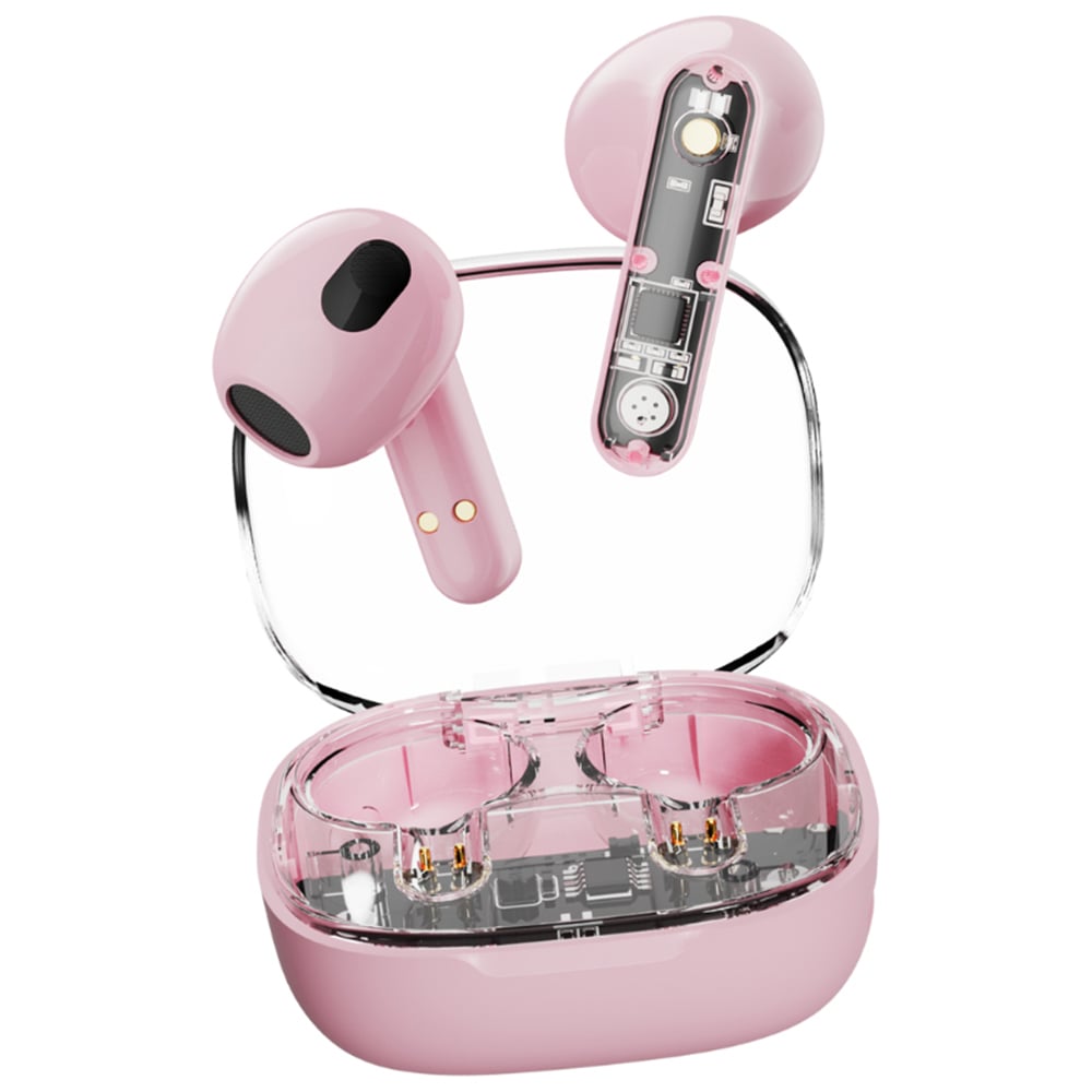 Streetz Pink Transparent True Wireless Ear Buds Image 1