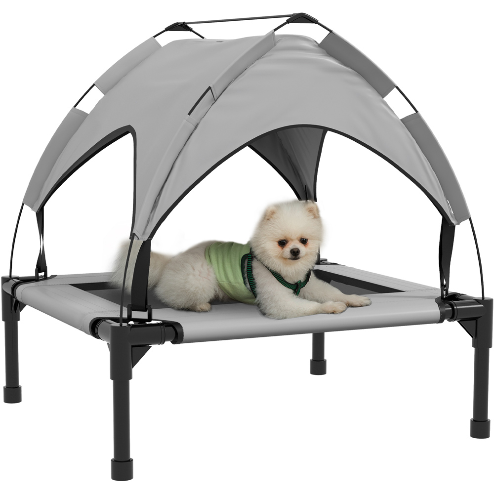 PawHut Light Grey Cooling Raised Dog Bed Image 3