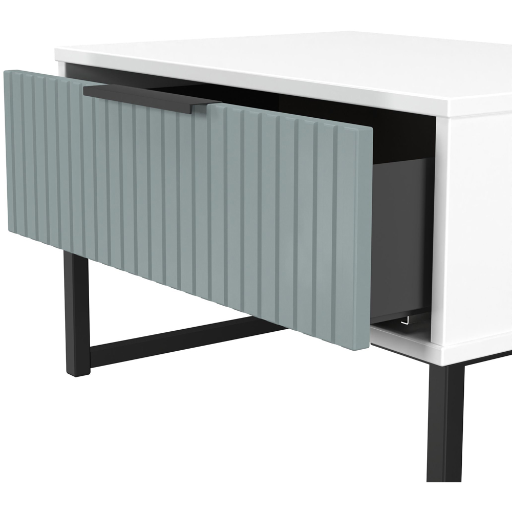 Crowndale Fluted Single Drawer Duck and White Matt Wide Side Table Ready Assembled Image 6
