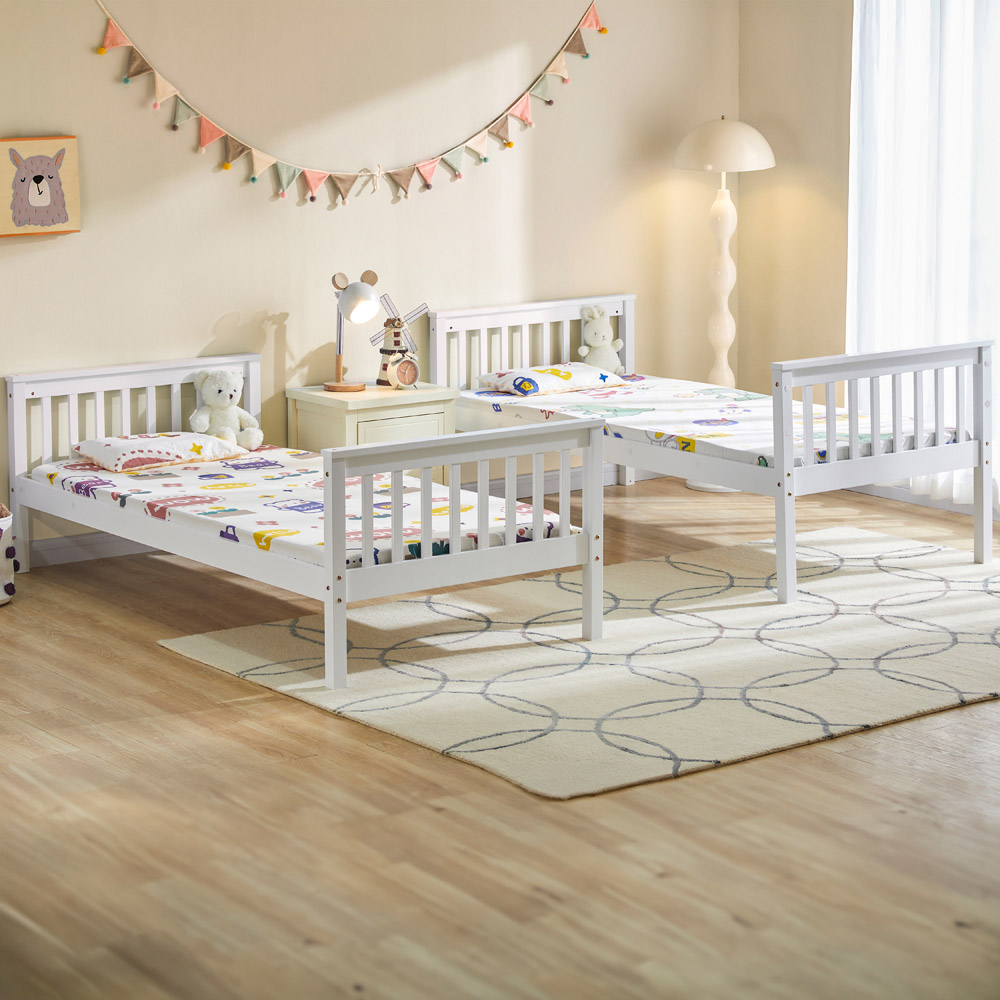 VIDA DESIGNS Milan Single White Bunk Bed with Foam Mattress Image 3