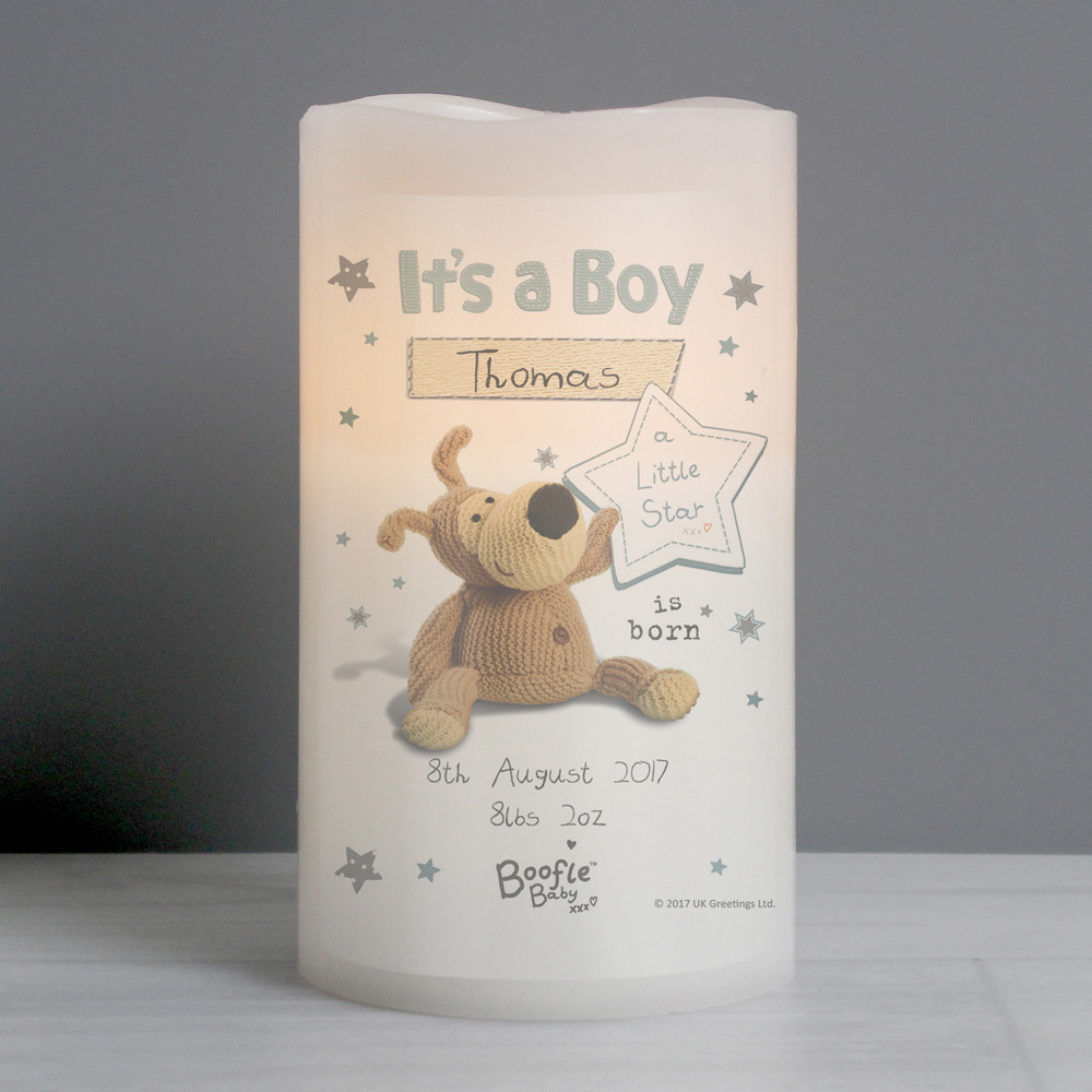 Personalised Memento Boofle Its A Boy Nightlight LED Candle Image 2
