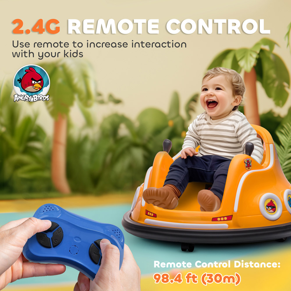 Tommy Toys Orange Angry Bird Kids Licensed Bumper Car with Joysticks Image 5