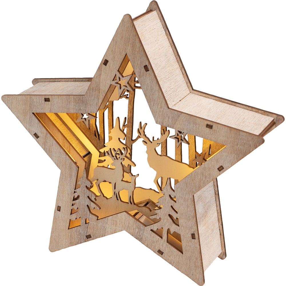 St Helens Wooden Light Up Star Festive Scene Image 1