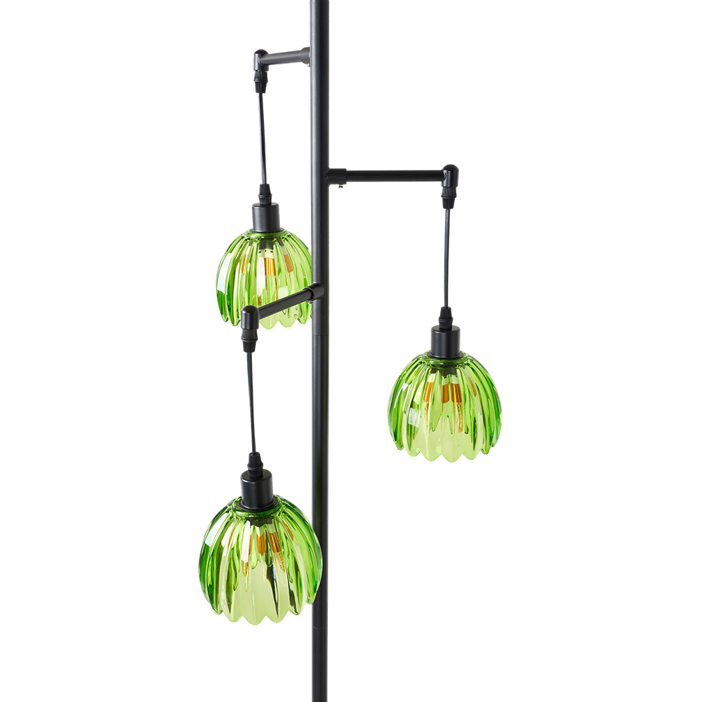 Living and Home Green Crystal Shade Black Metal E14 Floor Lamp Image 3