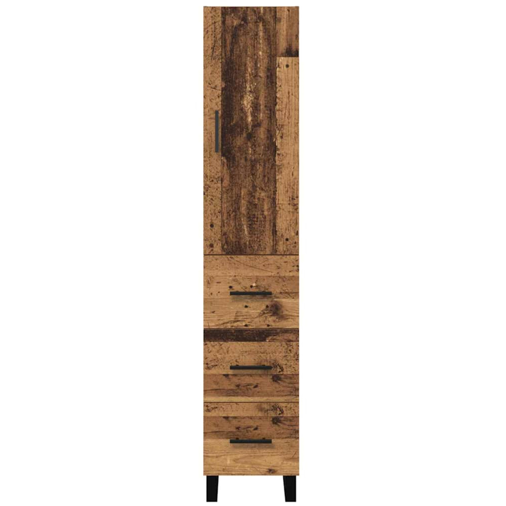 vidaXL Single Door 3 Drawer Old Wood Tall Sideboard with Metal Legs Image 8