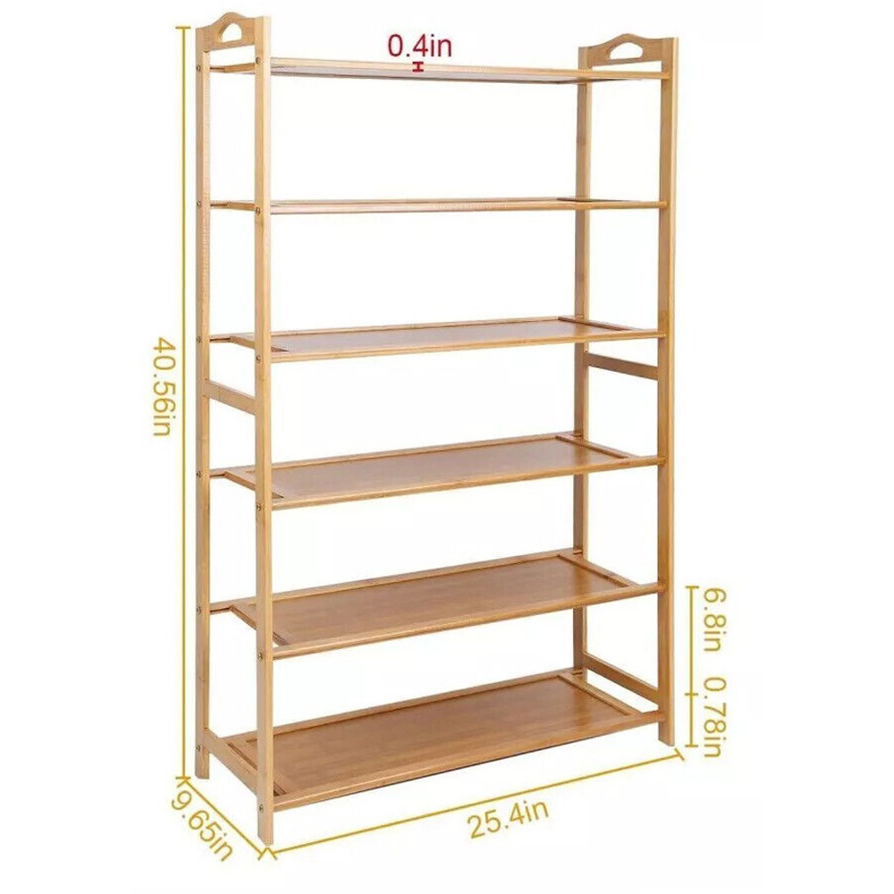 Modcraft 6 Shelf Tall Wooden Shoe Rack Image 4
