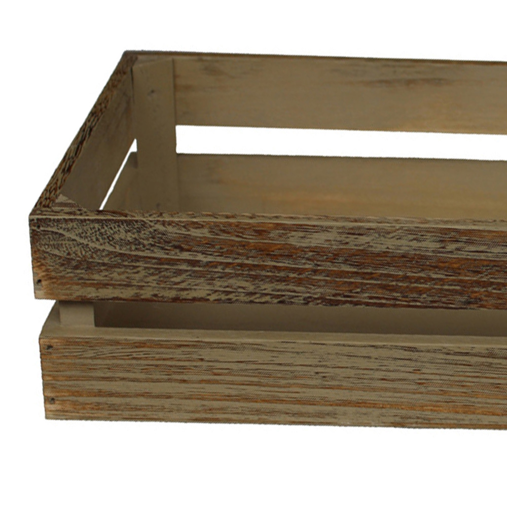 Red Hamper Small Oak Effect Wooden Storage Crate Image 3