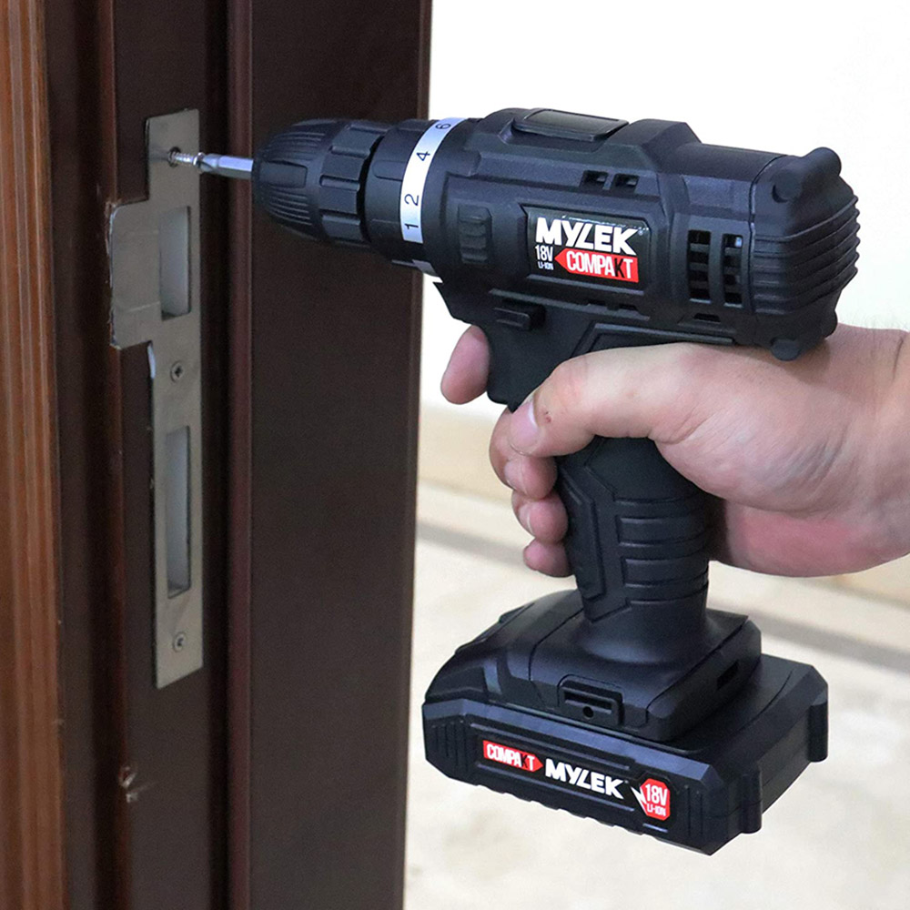 MYLEK 18V Lithium Ion Drill Drive Including Battery and 90 Accessories Wilko