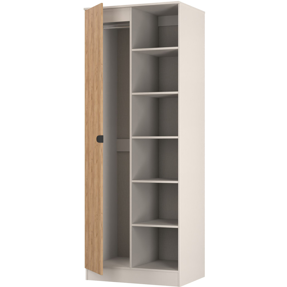 Crowndale Bora Single Door 6 Shelf Gold Oak and Kashmir Double Wardrobe Image 5
