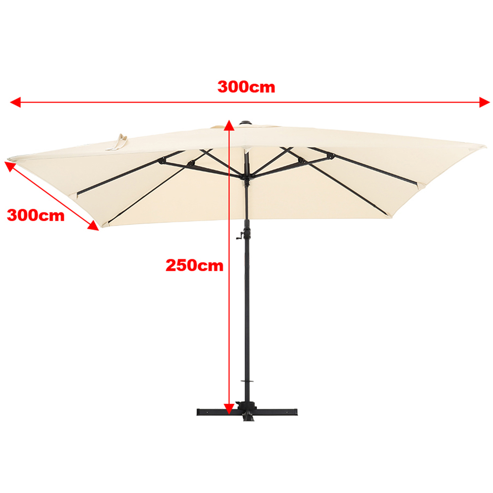 Living and Home Beige Square Rotating Crank Cantilever Parasol with Square Base 3m Image 9