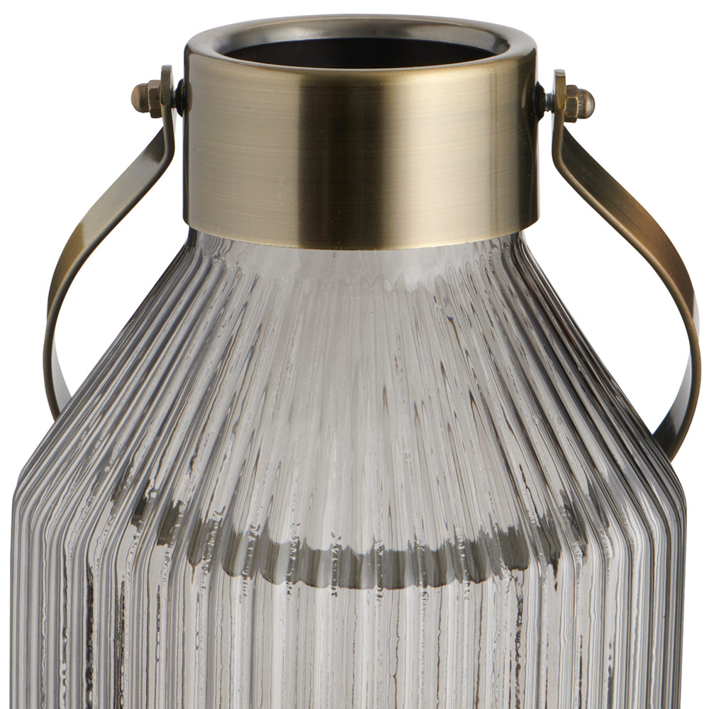 Wilko Large Grey Ribbed Glass Lantern Wilko