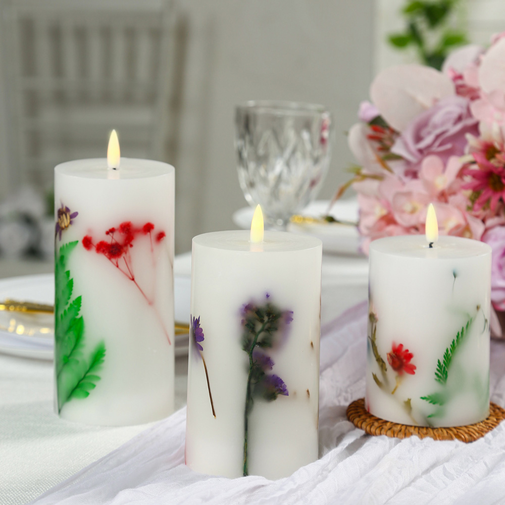 Avilo Flower Embedded Wax Candle 3 Piece Image 7