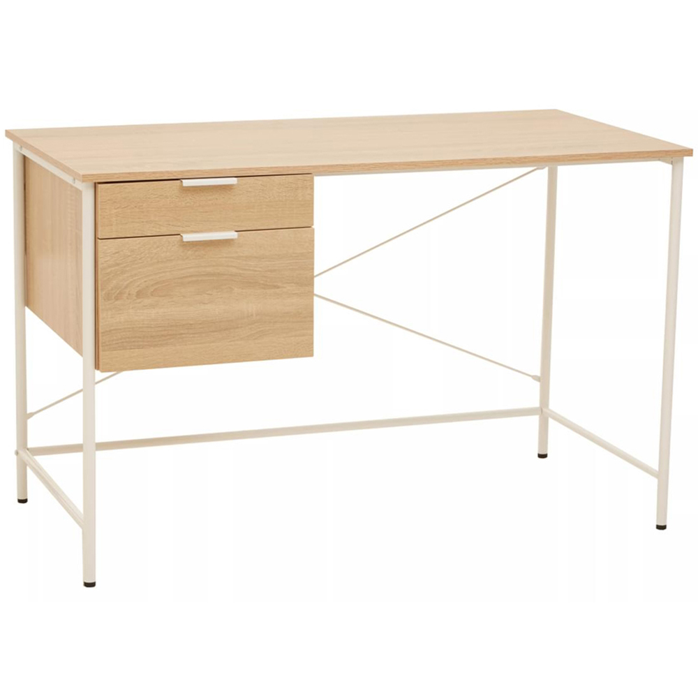 Premier Housewares Bradbury 2 Drawer Natural Oak Veneer Desk | Wilko