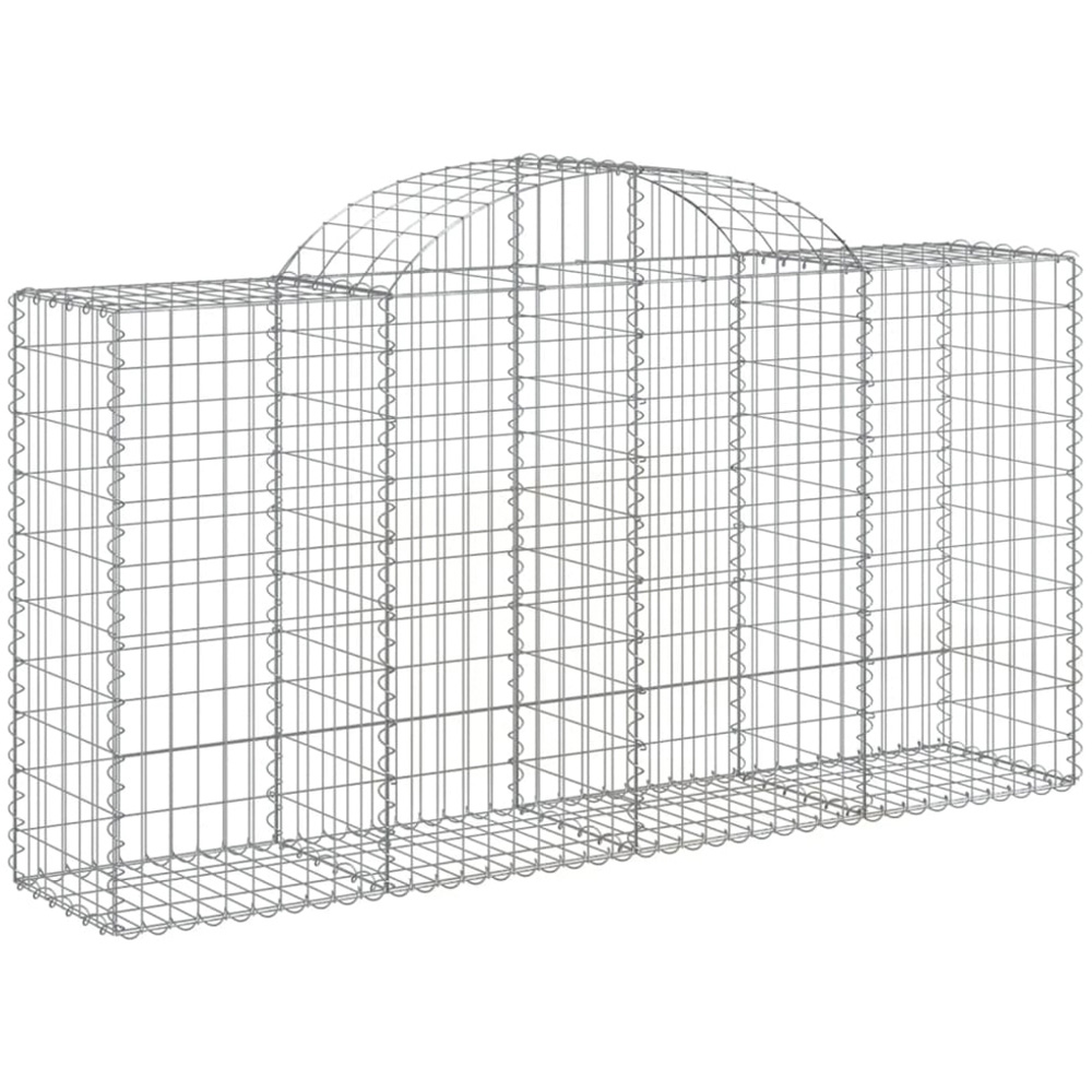 vidaXL Silver Galvanised Iron Arched Gabion Basket 200 x 50 x 100/120cm 15 Pack Image 1