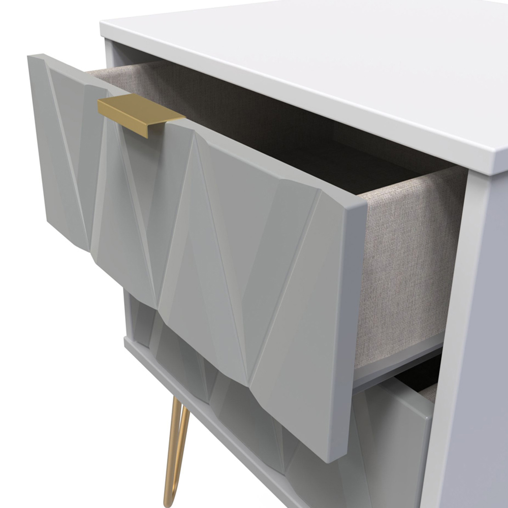 Crowndale Diamond 2 Drawer Matt Grey Bedside Table Image 5