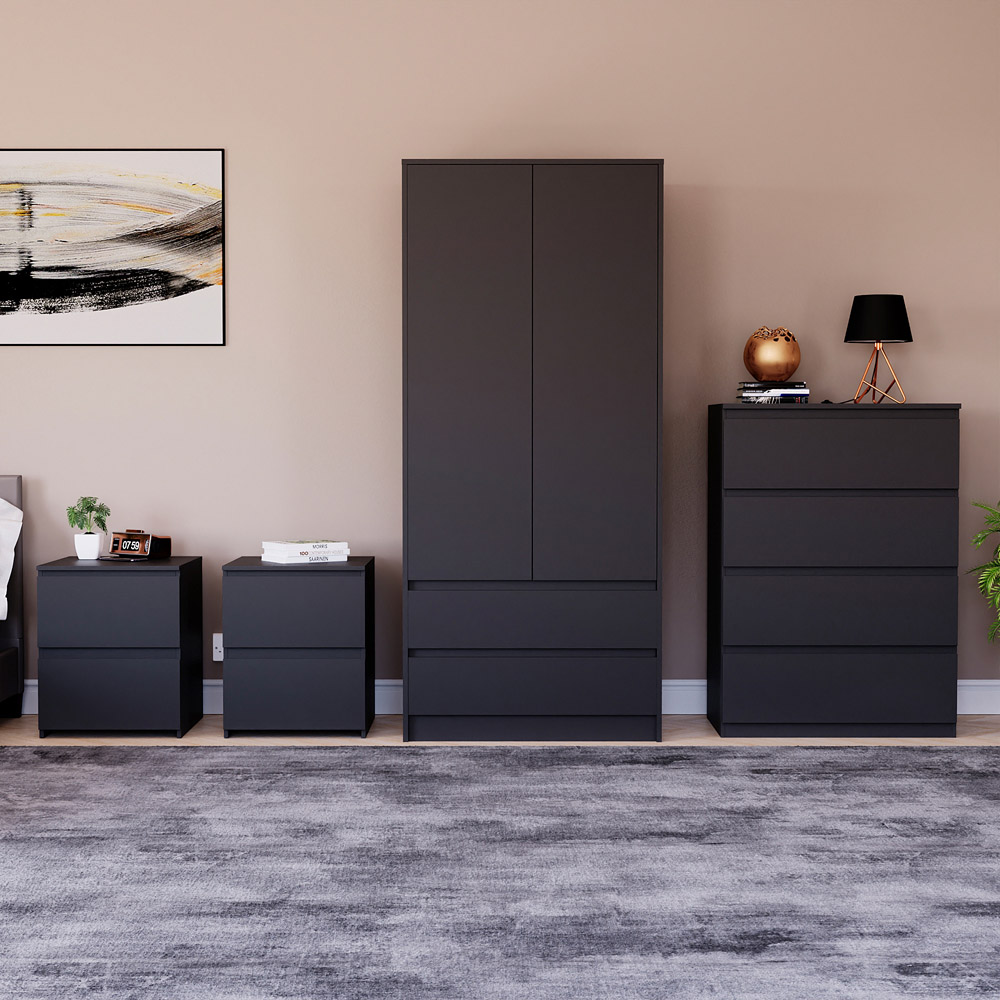 Denver Black 4 Piece Bedroom Furniture Set Image 2
