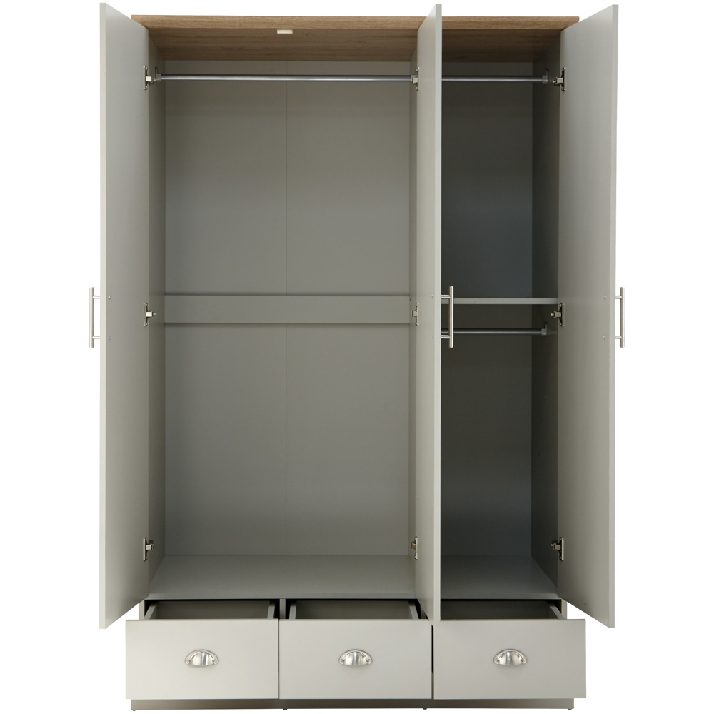 GFW Kendal 3 Door 3 Drawer Grey Wardrobe Image 3