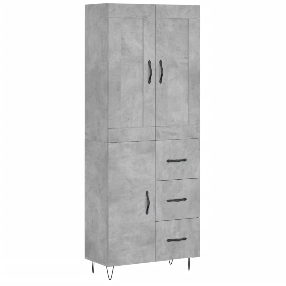 vidaXL 3 Door 3 Drawer Concrete Grey Highboard Image 2