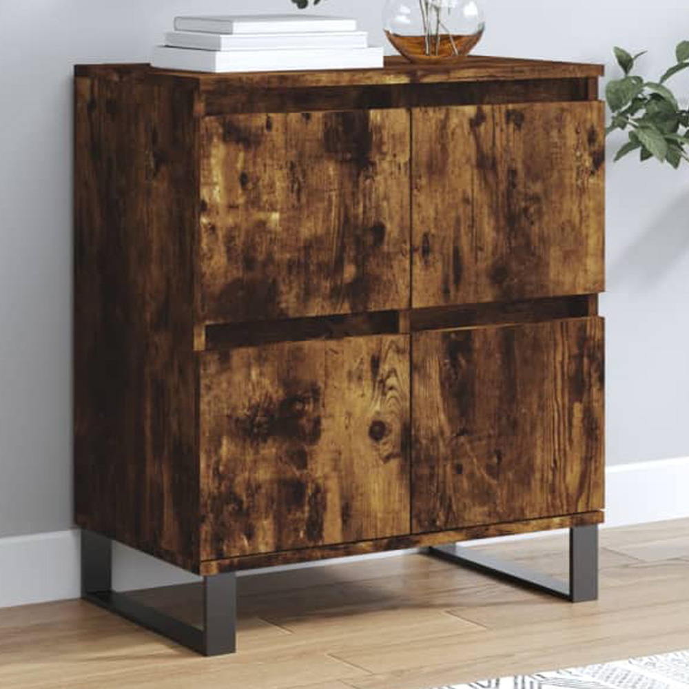 vidaXL 4 Door Smoked Oak Sideboard Image 1