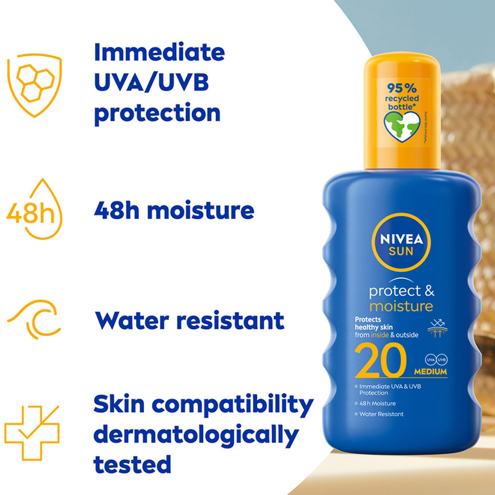 Nivea Sun Protect and Moisture Sun Cream Spray SPF20 200ml Image 5