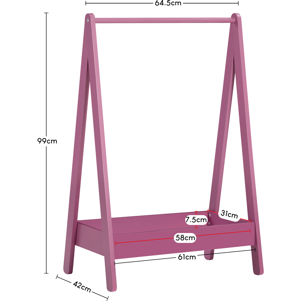 JUNIOR VIDA Pink Kids Clothes Rack with Storage Shelf Image 9