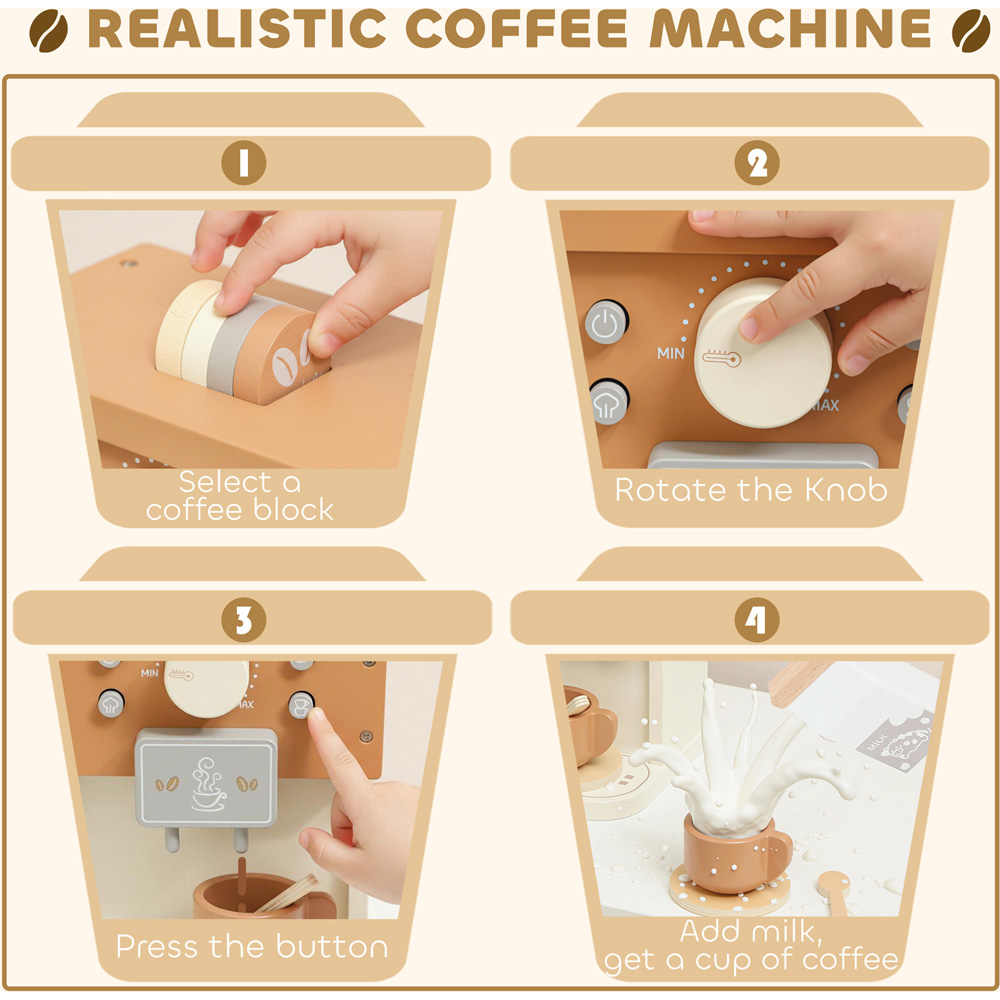 Tommy Toys AIYAPLAY Kids 11 Piece Coffee Machine Pretend Play Set Image 8