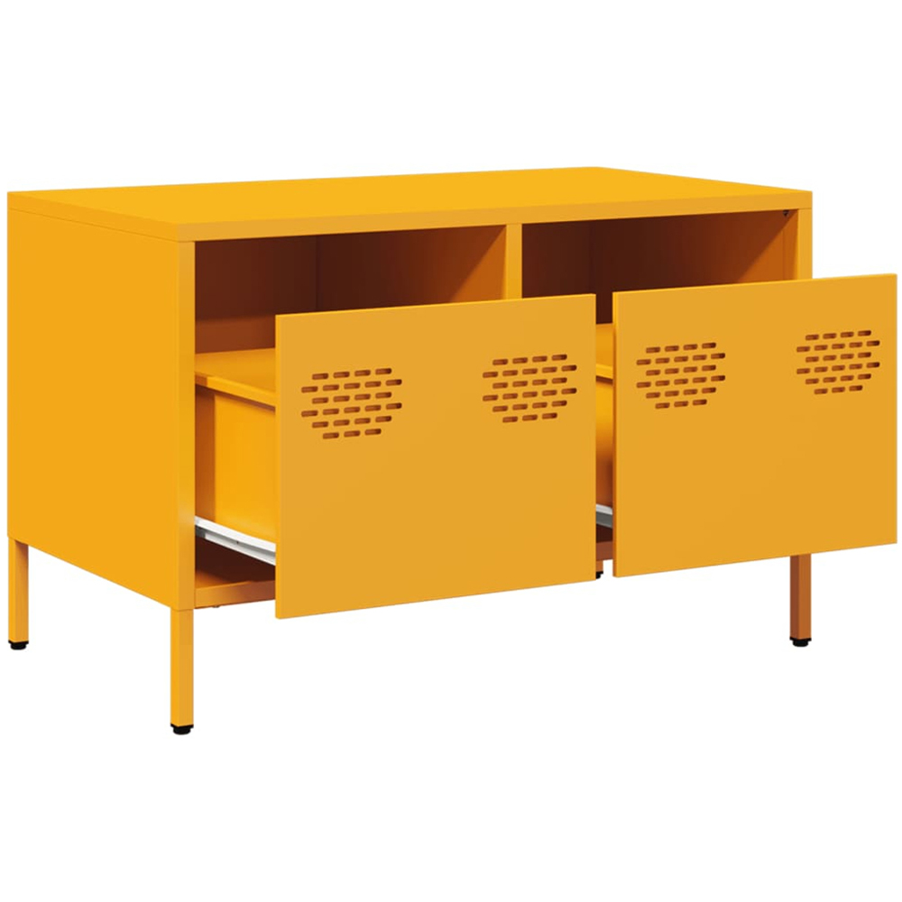 vidaXL 2 Drawer Yellow Steel TV Cabinet Image 4