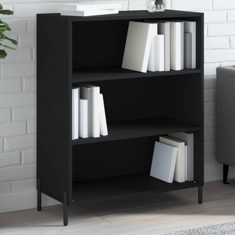 vidaXL 3 Open Shelf Black Shelf Cabinet Image 1