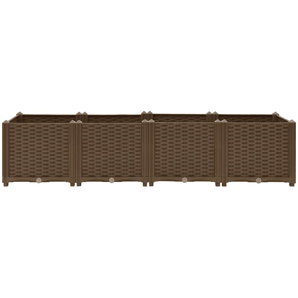 vidaXL Brown Plastic Rattan Raised Garden Bed 38 x 160 x 40cm Image 3