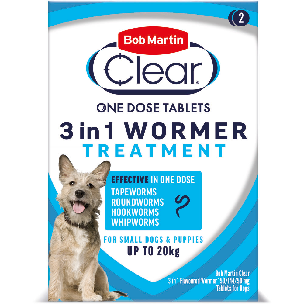 Bob Martin Clear 3 in 1 Dewormer Dogs - 2 Tablets Image 1