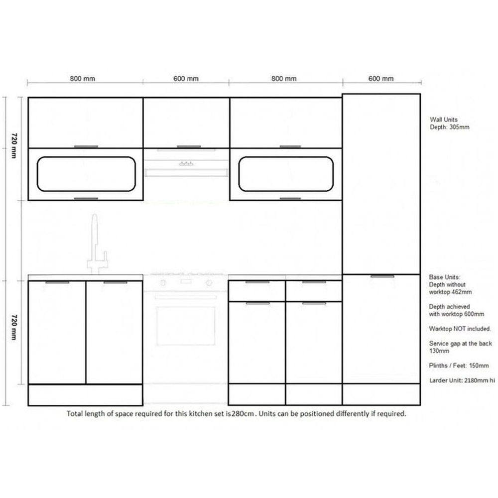 Impact Furniture Star Light Grey Gloss Star Kitchen Cabinet Set of 7 Image 3