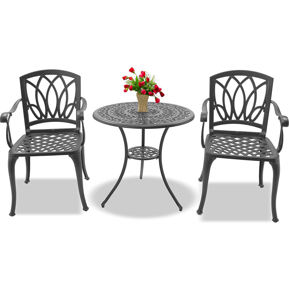 Centurion Supports Positano 2 Seater Grey Aluminium Bistro Set with Table Image 2