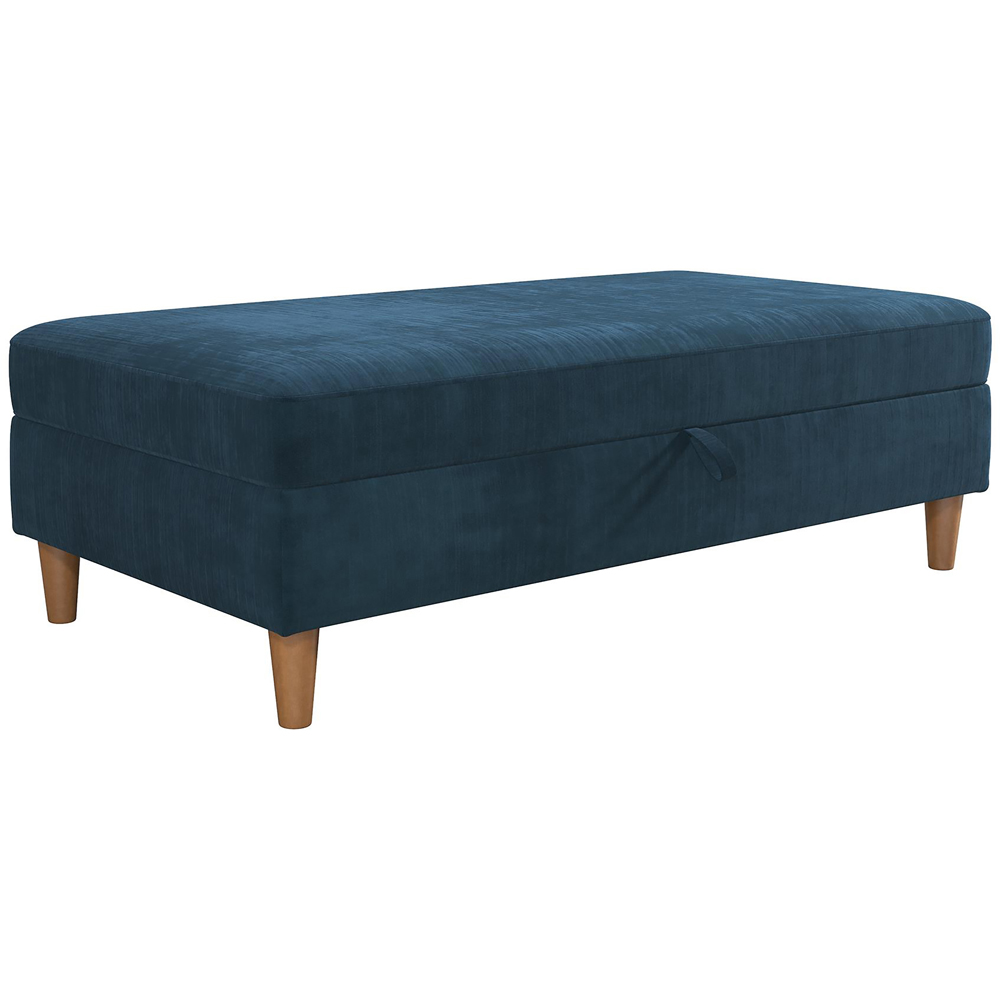 Dorel Hartford Blue Chenille Storage Ottoman Image 2