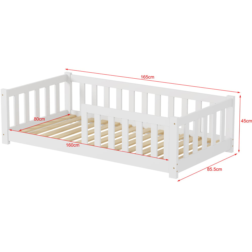FurnitureHMD White Pine Wood Kids Bed Frame Image 8