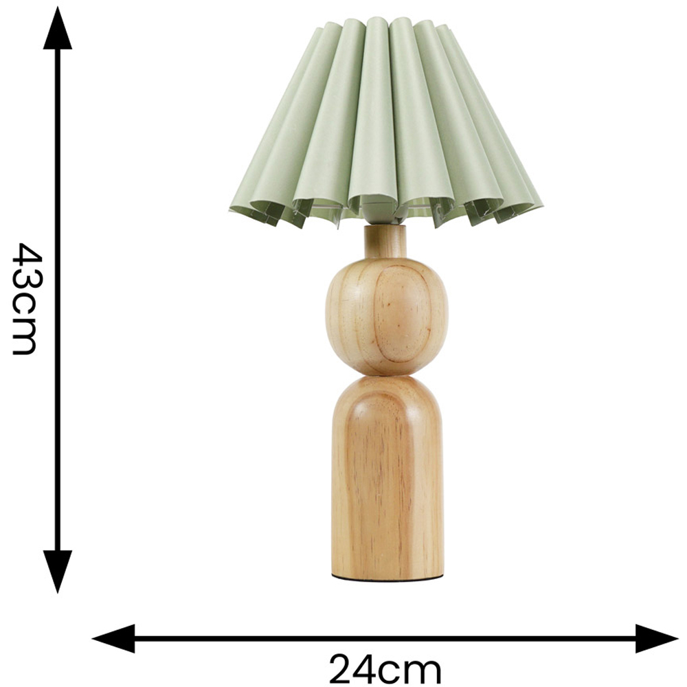 ValueLights Azalea Sage Green Scallop Shade Rustic Wooden LED Table Lamp Image 4