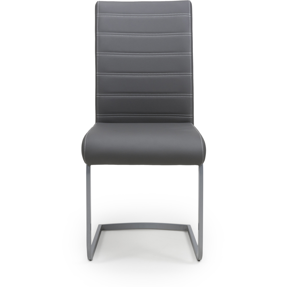 Callisto Set of 2 Grey Leather Effect Dining Chair Image 6