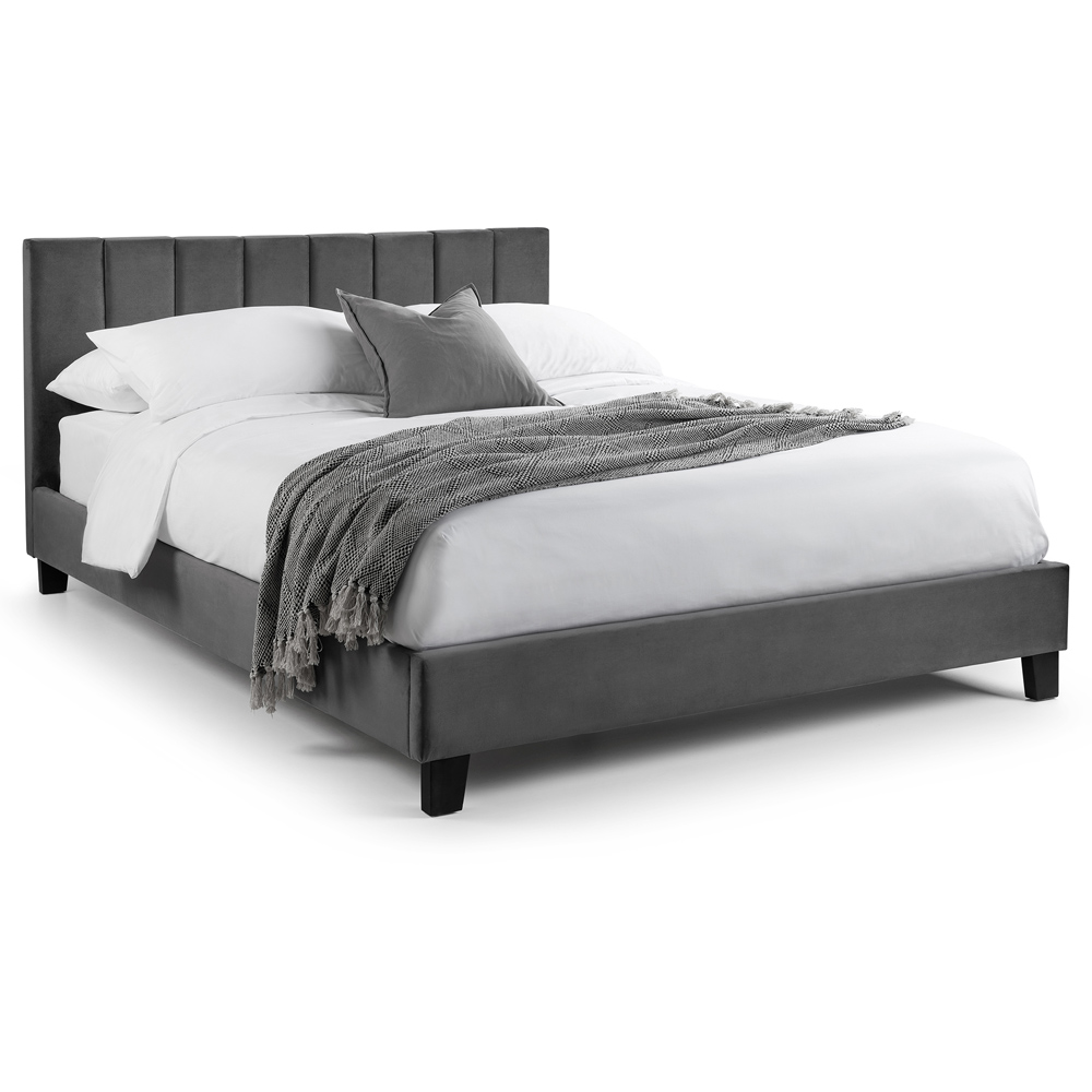 Julian Bowen Rosa Double Grey Velvet Bed in a Box Image 2