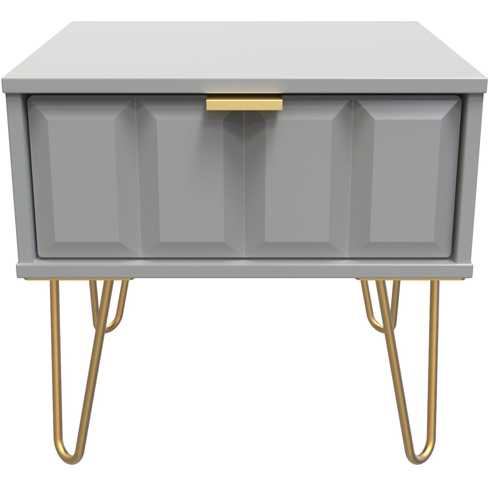 Crowndale Cube Single Drawer Dusk Grey Bedside Table Image 3