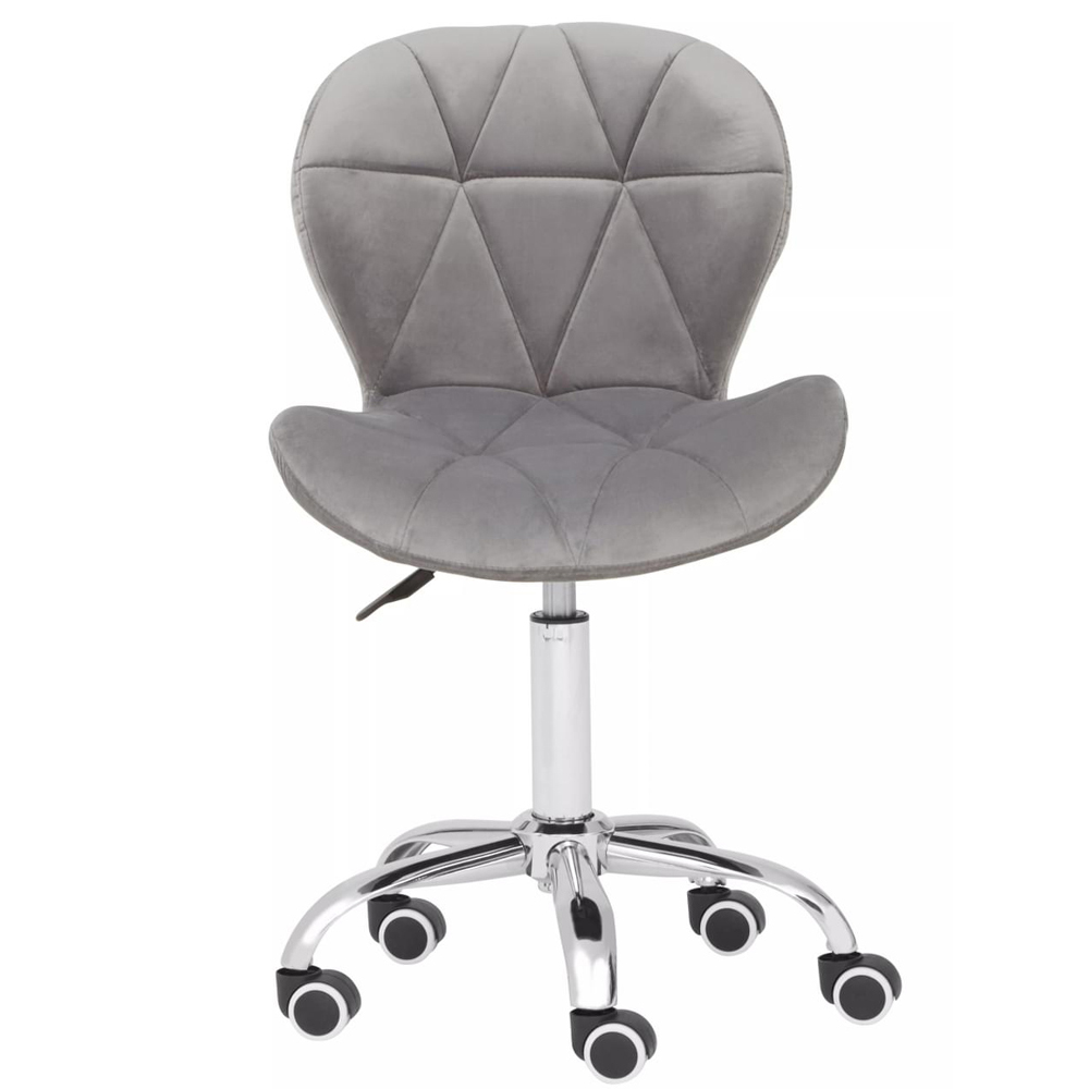 Premier Housewares Grey Velvet Quilted Home Office Chair Image 3