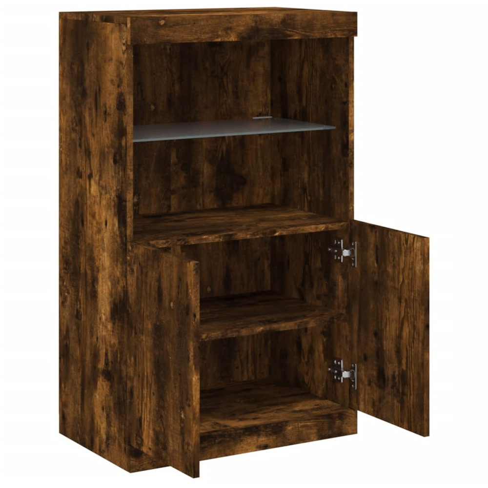 vidaXL 2 Door 2 Shelf Smoked Oak Sideboard with RGB LED Lights Image 7