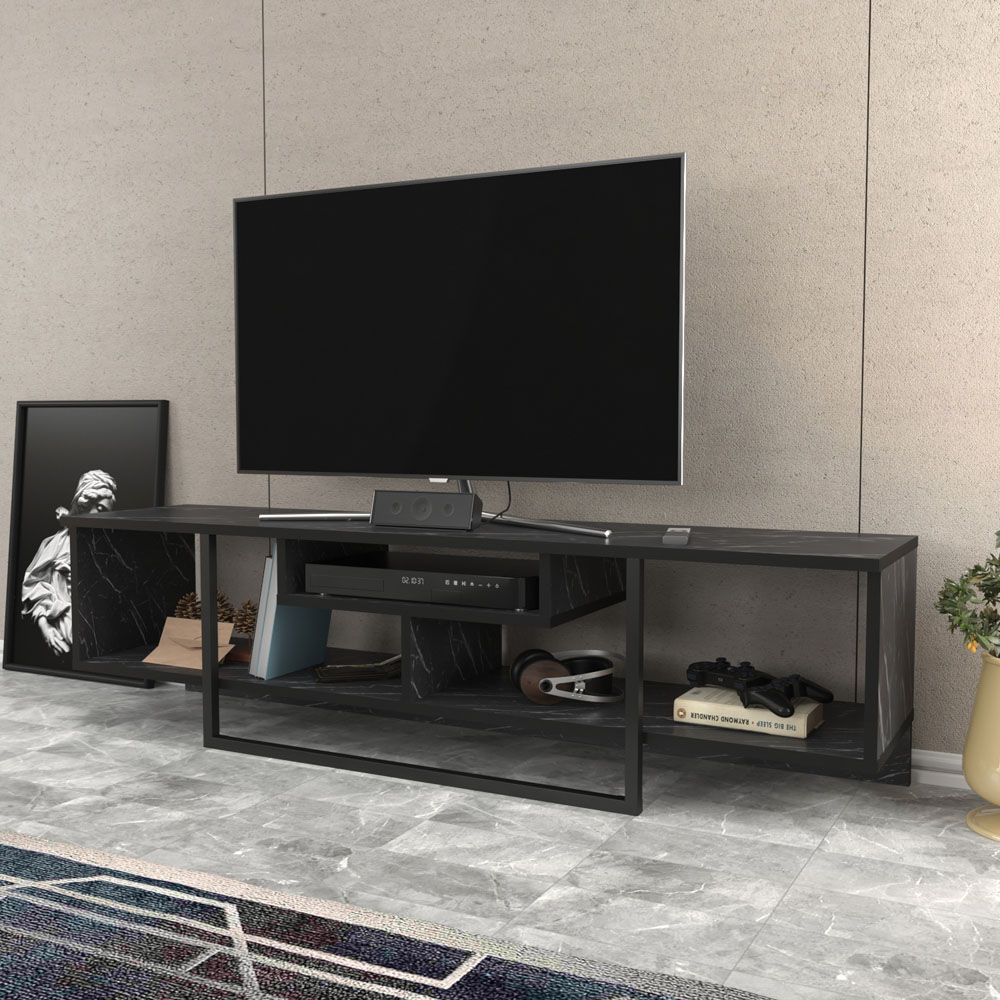 Decorotika Asal 3 Shelf Bendire and Black Modern TV Unit Image 7
