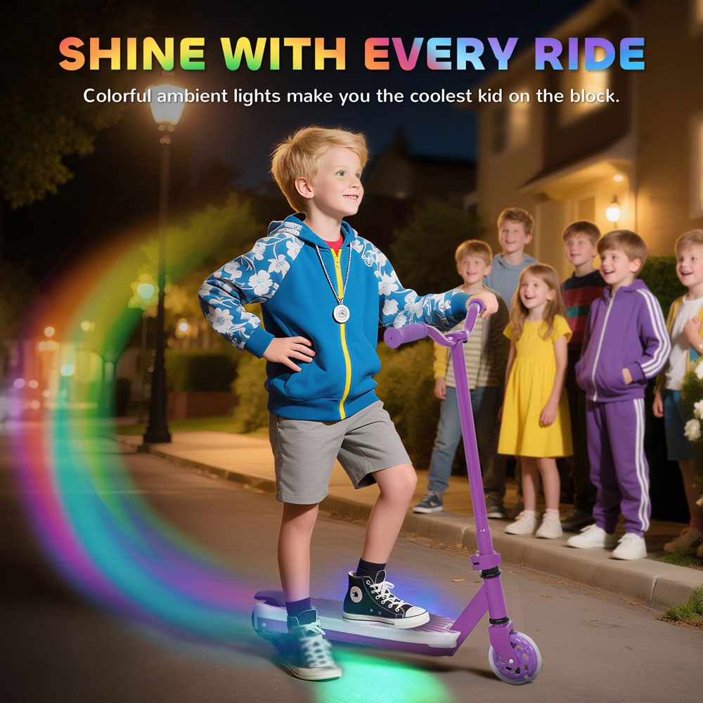 Tommy Toys AIYAPLAY Purple Electronic Ride-On Scooter with Auxiliary Rear Wheels Image 5