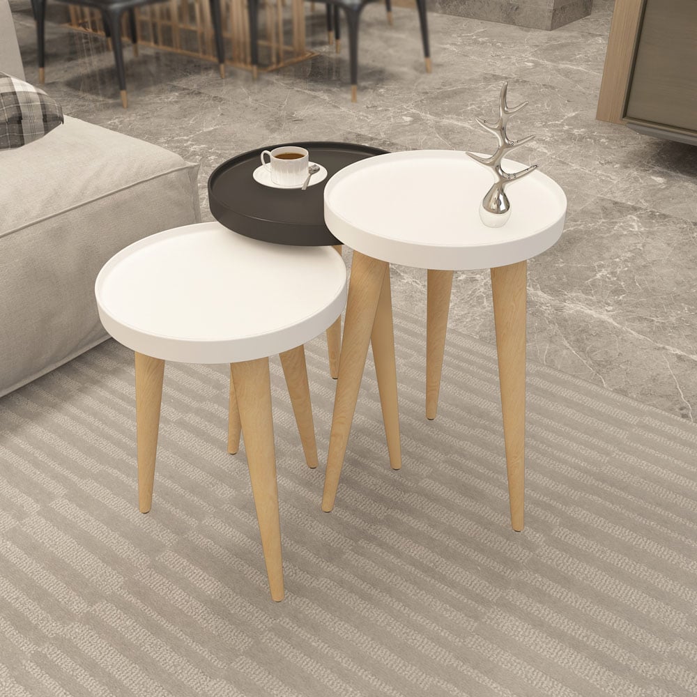 Decorotika Piscina White and Anthracite Nest of Coffee Tables Set of 3 Image 3