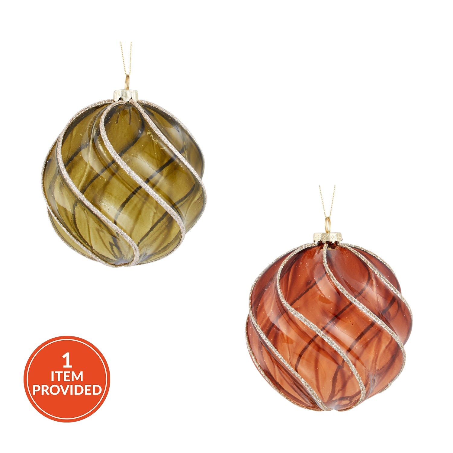 Opaque Glitter Swirl Bauble Image 1