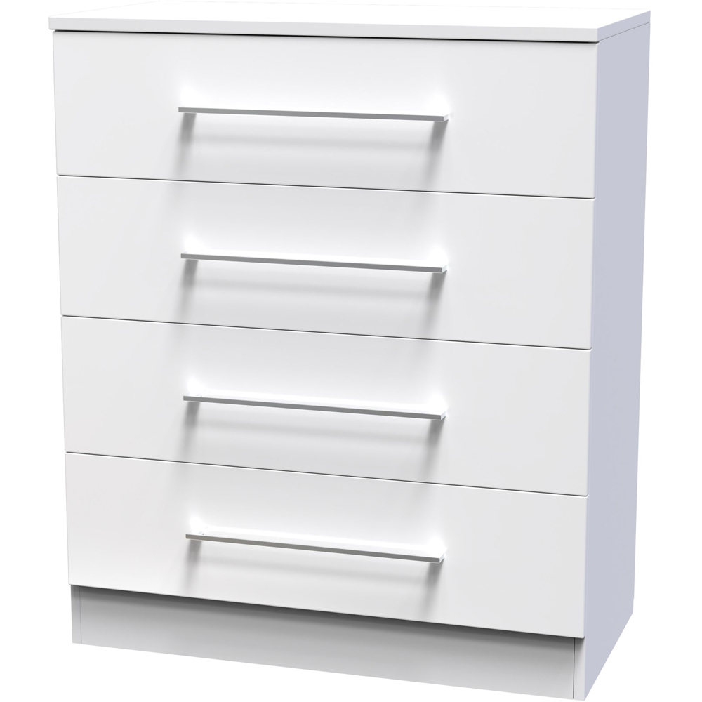 Crowndale Worcester 4 Drawer White Gloss Wide Chest of Drawers Ready Assembled Image 2